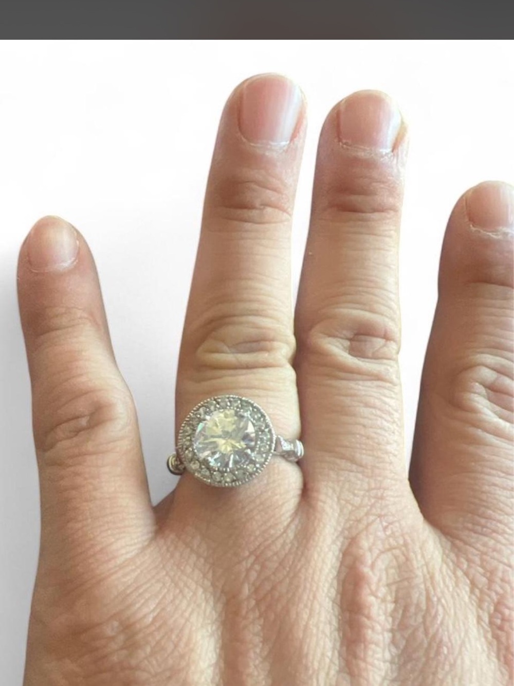 Source Unknown Silver Halo Cushion-Cut Ring - White - Picture 4 of 4